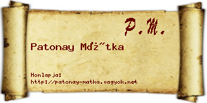 Patonay Mátka névjegykártya